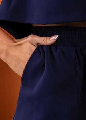 Quintess - Calça Azul Marinho em Crepe Plano Acetinado - QUINTESS
