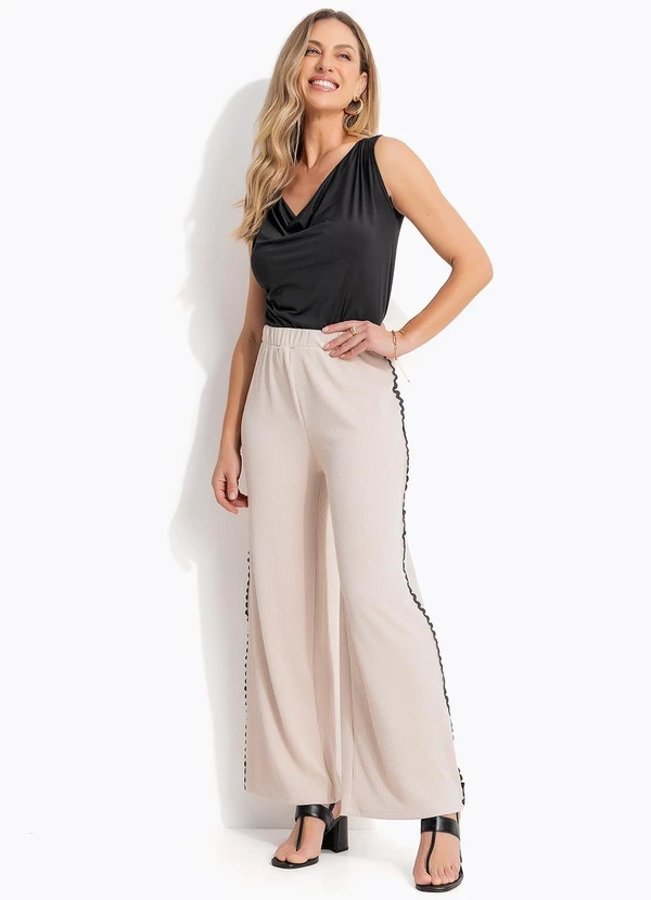 Quintess - Calça Bege em Malha Anarruga 5