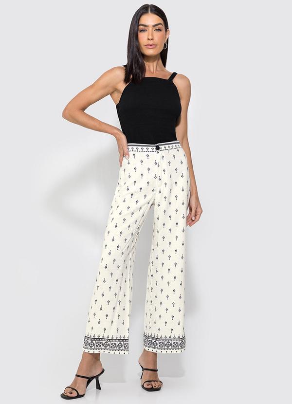 Enfim - Calça Branca Wide Leg Paisley 2