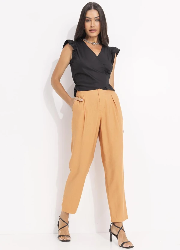 - Calça Caramelo em Tecido de Viscose com Poliamida 3