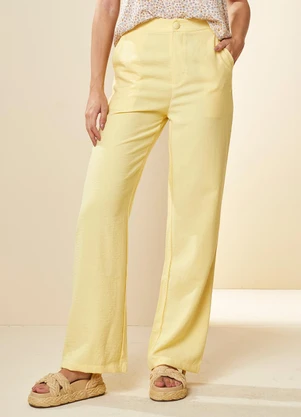 Doce Trama - Calça Cintura Alta Solar em Alfaiataria Amarelo - DOCE TRAMA