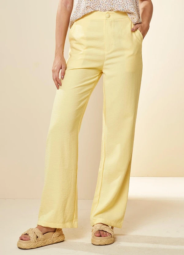 Doce Trama - Calça Cintura Alta Solar em Alfaiataria Amarelo