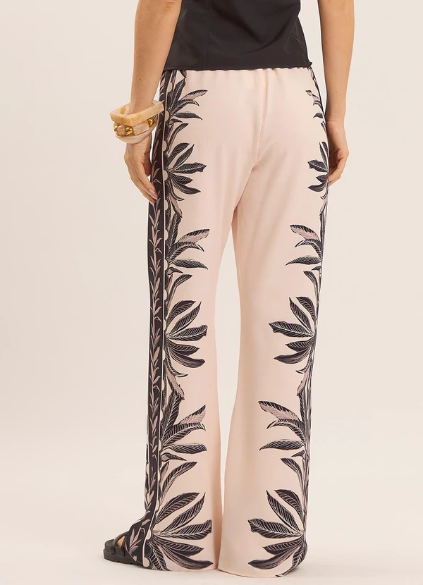 Doce Trama - Calça Cintura Alta Tropical Estampada Preto 2