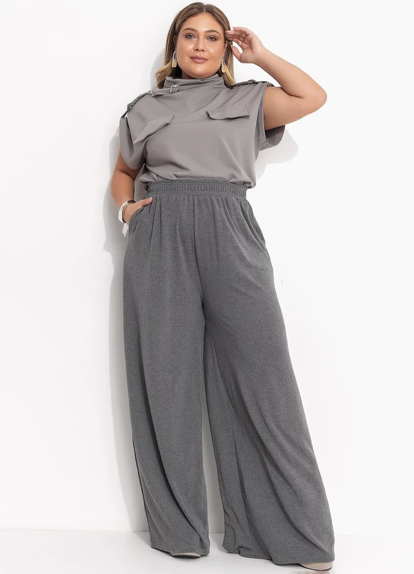 Quintess - Calça Cinza em Malha Tricô 3