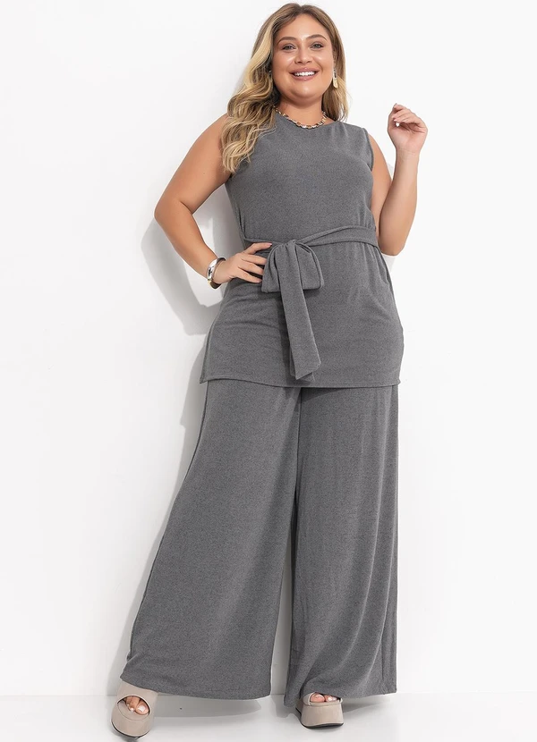 Quintess - Calça Cinza em Malha Tricô 2