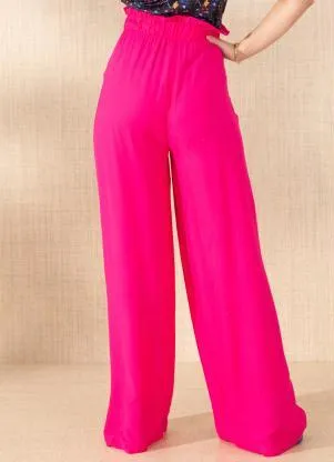 Quintess - Calça Clochard Pink em Viscose Plana - QUINTESS