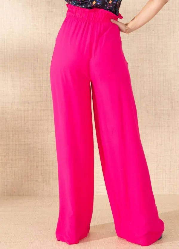 Quintess - Calça Clochard Pink em Viscose Plana 4