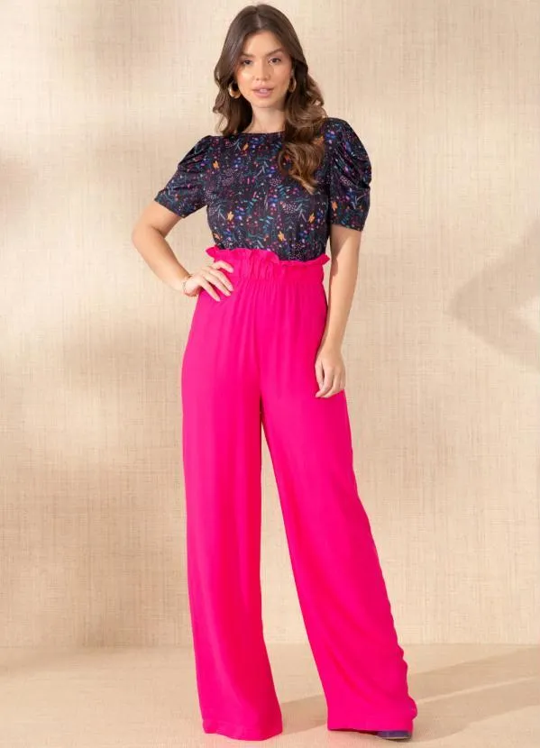 Quintess - Calça Clochard Pink em Viscose Plana 3