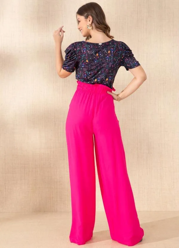 Quintess - Calça Clochard Pink em Viscose Plana 2