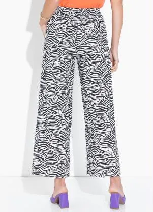 bonprix - Calça com Amarração Zebra Branca - BONPRIX