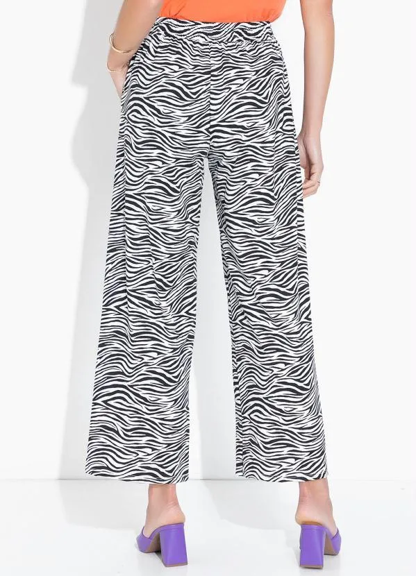 bonprix - Calça com Amarração Zebra Branca 2