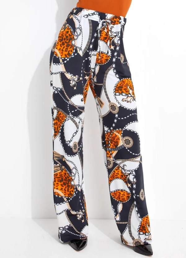 Rosalie - Calça Correntes e Animal Print em Poliflex