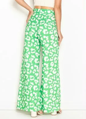 Maria Filó - Calça de Linho Estampa Lince Verde - MARIA FILÓ