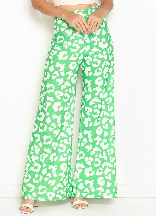 Maria Filó - Calça de Linho Estampa Lince Verde