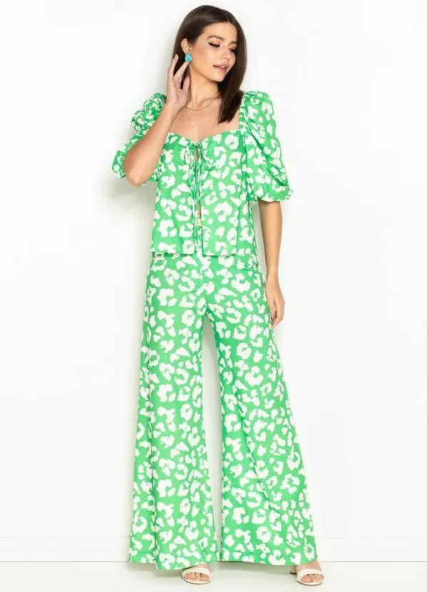 Maria Filó - Calça de Linho Estampa Lince Verde 6