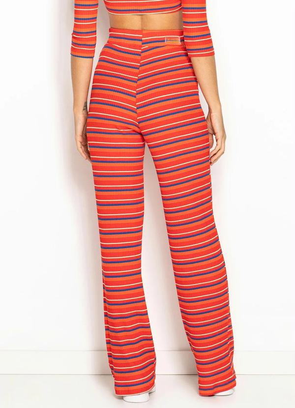 Colcci - Calça de Malha Canelada Listrada Vermelho 2