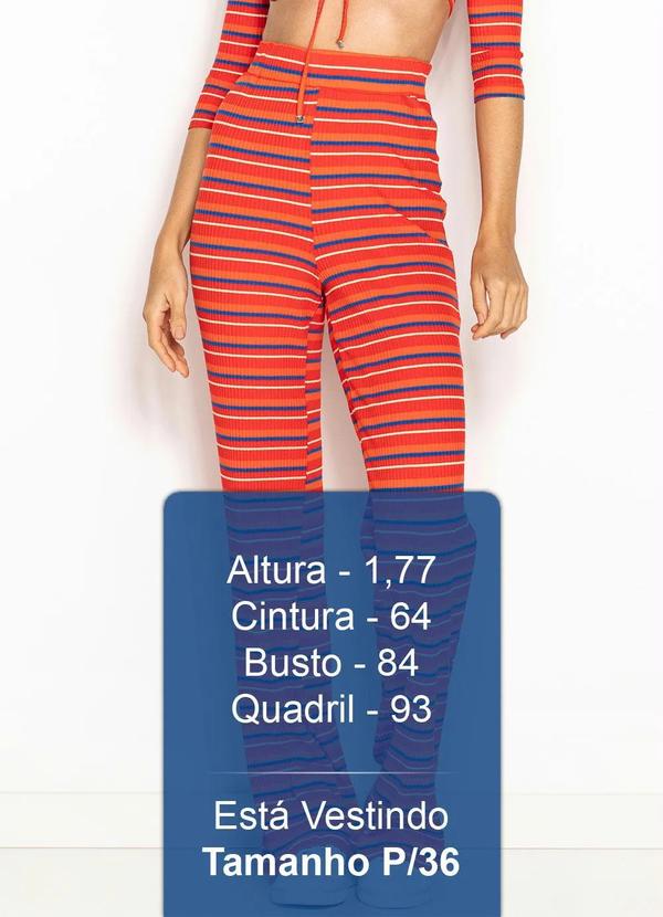 Colcci - Calça de Malha Canelada Listrada Vermelho 5