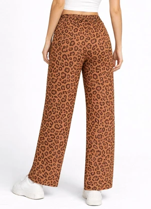 Select - Calça de Onça Feminina com Elástico Marrom - SELECT