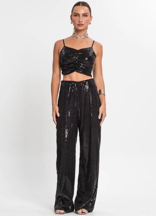 Endless - Calça de Paetê Feminina Preto 3