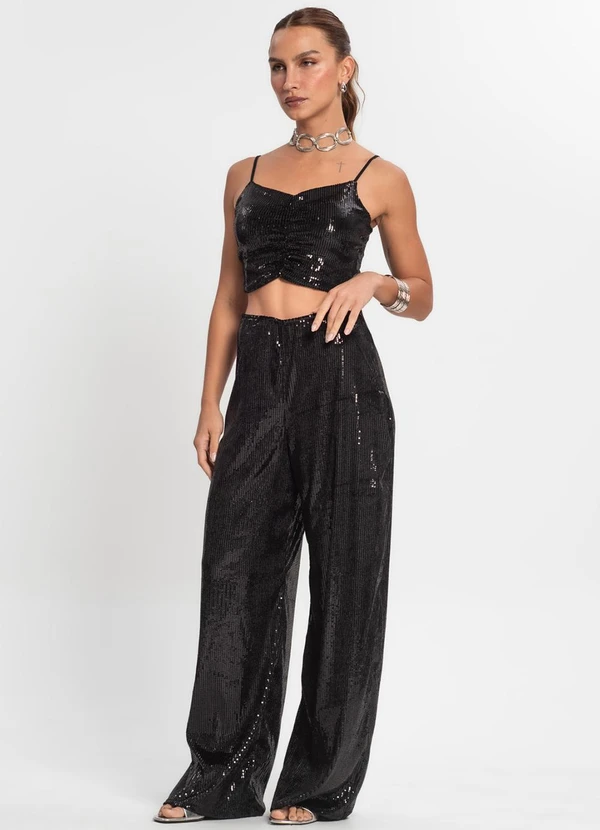 Endless - Calça de Paetê Feminina Preto 4