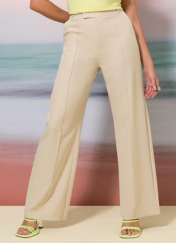 Gris - Calça de Tecido Estilo Alfaiataria Bege