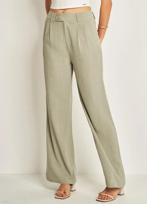 Doce Trama - Calça de Tecido Flamê Viscolinho Verde - DOCE TRAMA