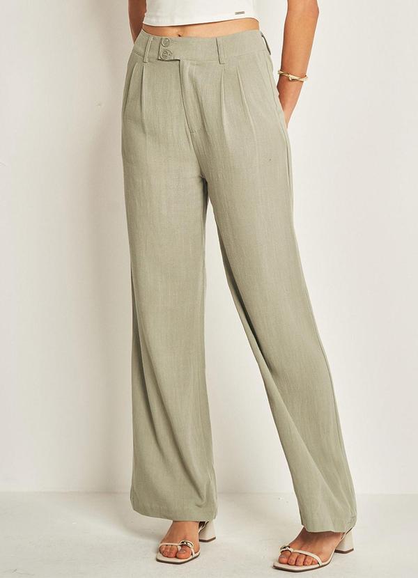 Doce Trama - Calça de Tecido Flamê Viscolinho Verde
