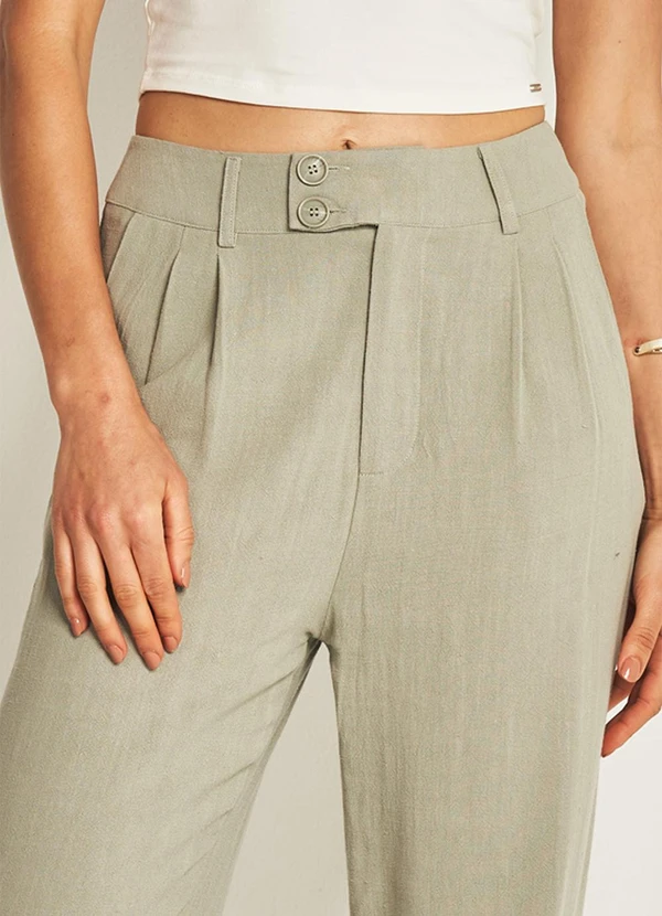 Doce Trama - Calça de Tecido Flamê Viscolinho Verde 4