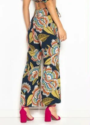Farm - Calça de Viscose Floral Espectro Azul - FARM