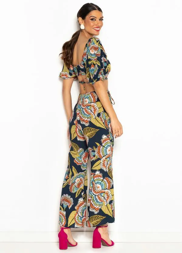 Farm - Calça de Viscose Floral Espectro Azul 4