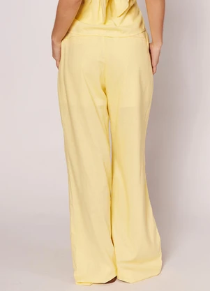 Sofie - Calça em Linho com Bolsos Frontais Amarelo - SOFIE