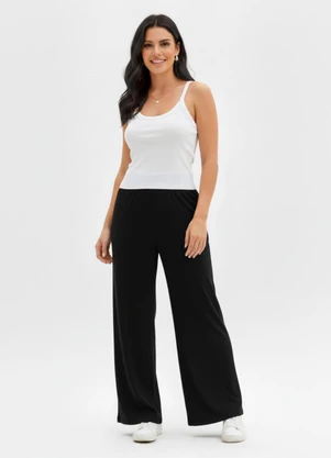 Bimini - Calça em Malha Canelada Texturizada Preto - BIMINI