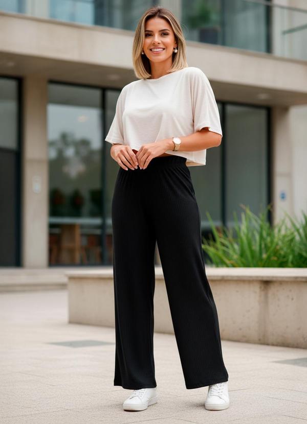 Bimini - Calça em Malha Canelada Texturizada Preto 3