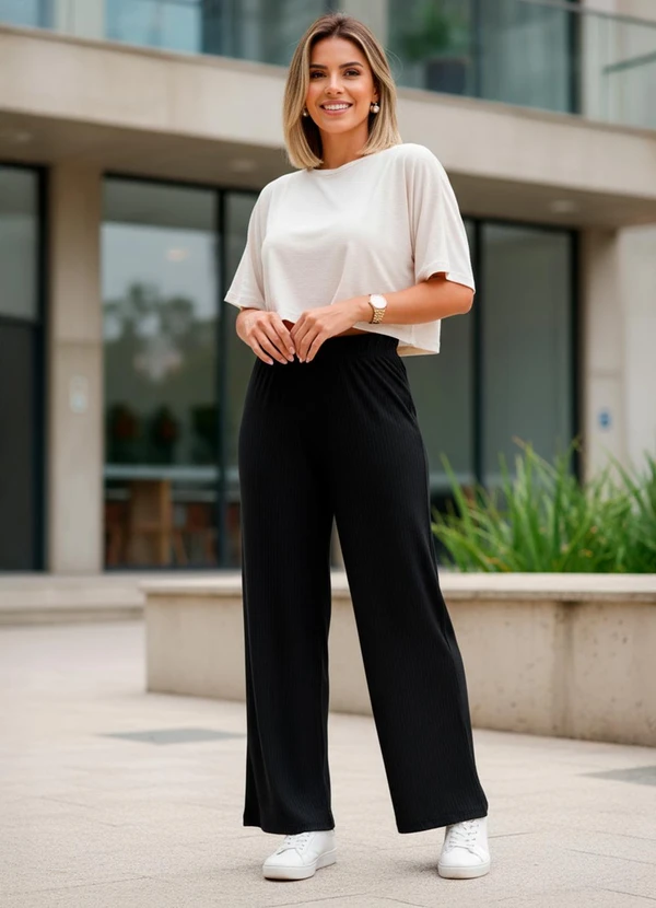 Bimini - Calça em Malha Canelada Texturizada Preto 3