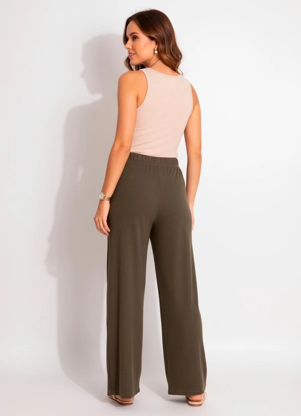 Bimini - Calça em Malha Canelada Texturizada Verde 3