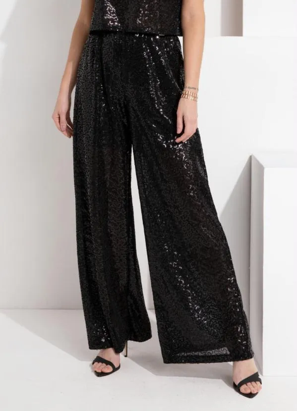 Quintess - Calça em Paetê Preto 2