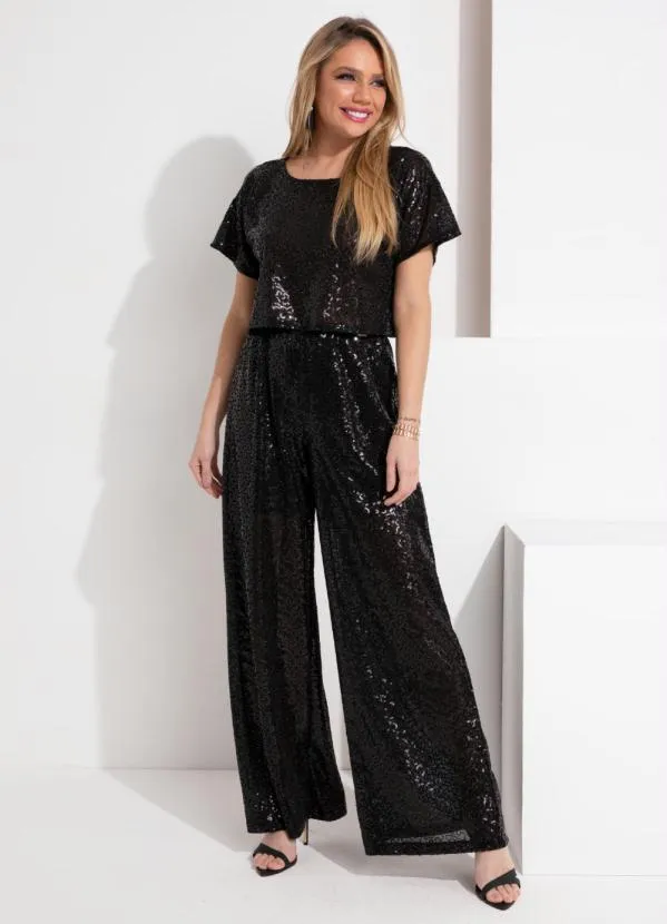 Quintess - Calça em Paetê Preto 4