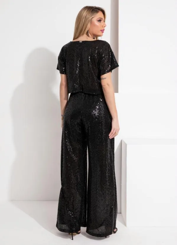 Quintess - Calça em Paetê Preto 5