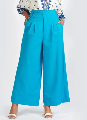 Farm - Calça em Viscose Azul - FARM