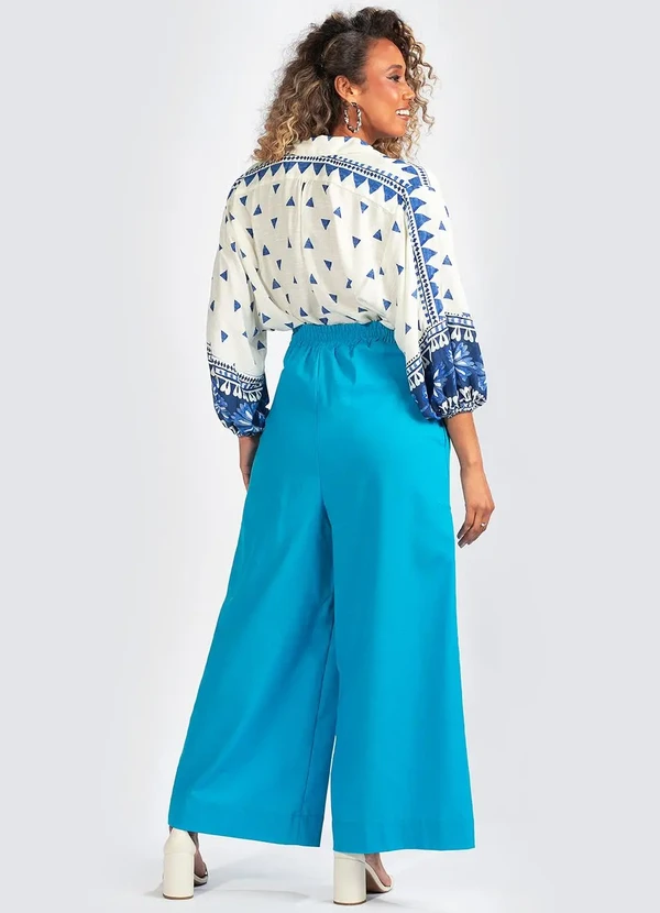 Farm - Calça em Viscose Azul 4