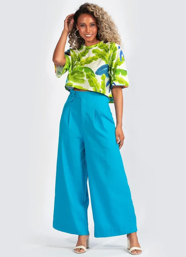 Farm - Calça em Viscose Azul 6