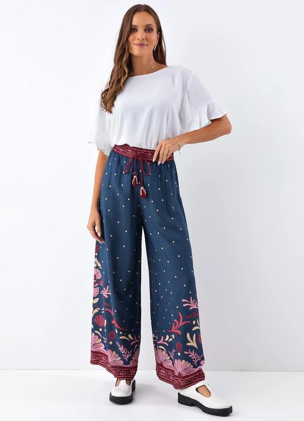 Farm - Calça em Viscose Azul 3