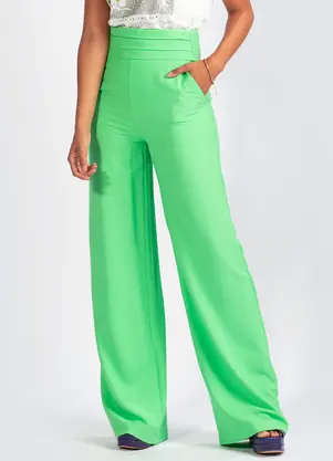 Colcci - Calça em Viscose Creponada Verde - COLCCI