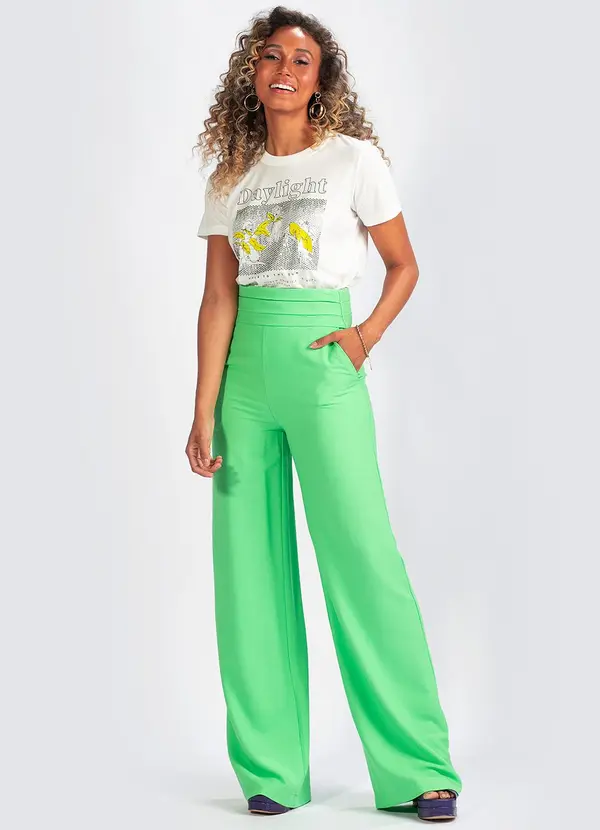 Colcci - Calça em Viscose Creponada Verde 3