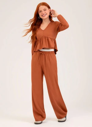 Cativa You - Calça em Viscose  Marrom - CATIVA YOU