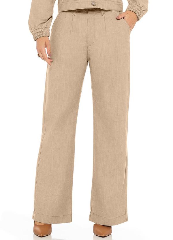 Rafree - Calça Fem Sarja Wide Fit Tinto Areia