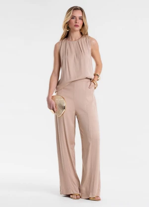 Endless - Calça Feminina Alfaiataria em Viscose Bege - ENDLESS
