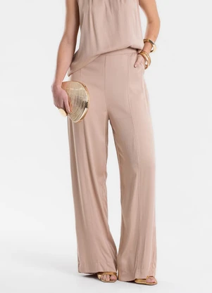Endless - Calça Feminina Alfaiataria em Viscose Bege - ENDLESS