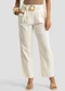 Dianna - Calça Feminina com Cinto em Viscolinho Bege - variação: Bege