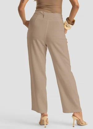 Dianna - Calça Feminina com Cinto em Viscolinho Marrom - DIANNA